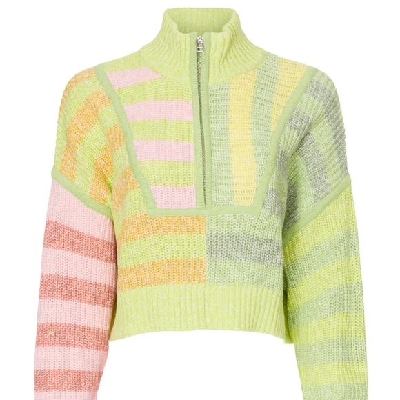 STAUD Hampton cropped striped ribbed cotton-blend sweater XL - Picture 2 of 4